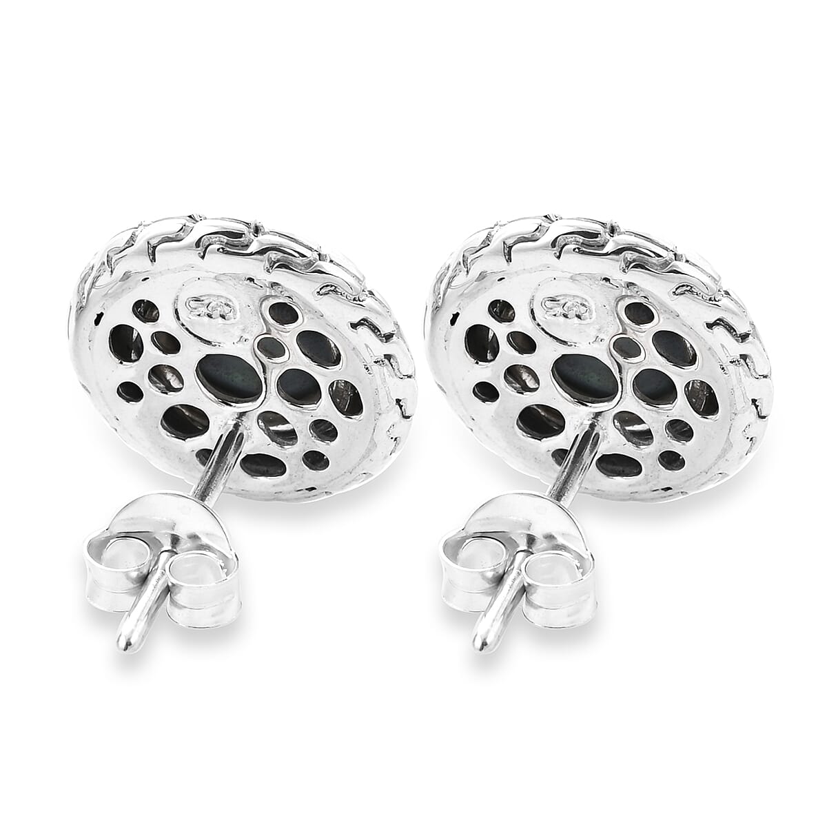 Royal Bali Collection - Blue Mabe Pearl Stud Earrings (with Push Back) in Sterling Silver, Silver wt 5.75 Gms