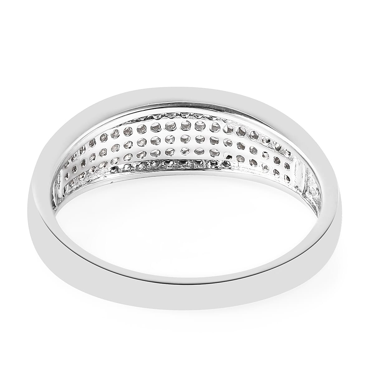 ELANZA Simulated Diamond Cluster Ring in Rhodium Overlay  Sterling Silver
