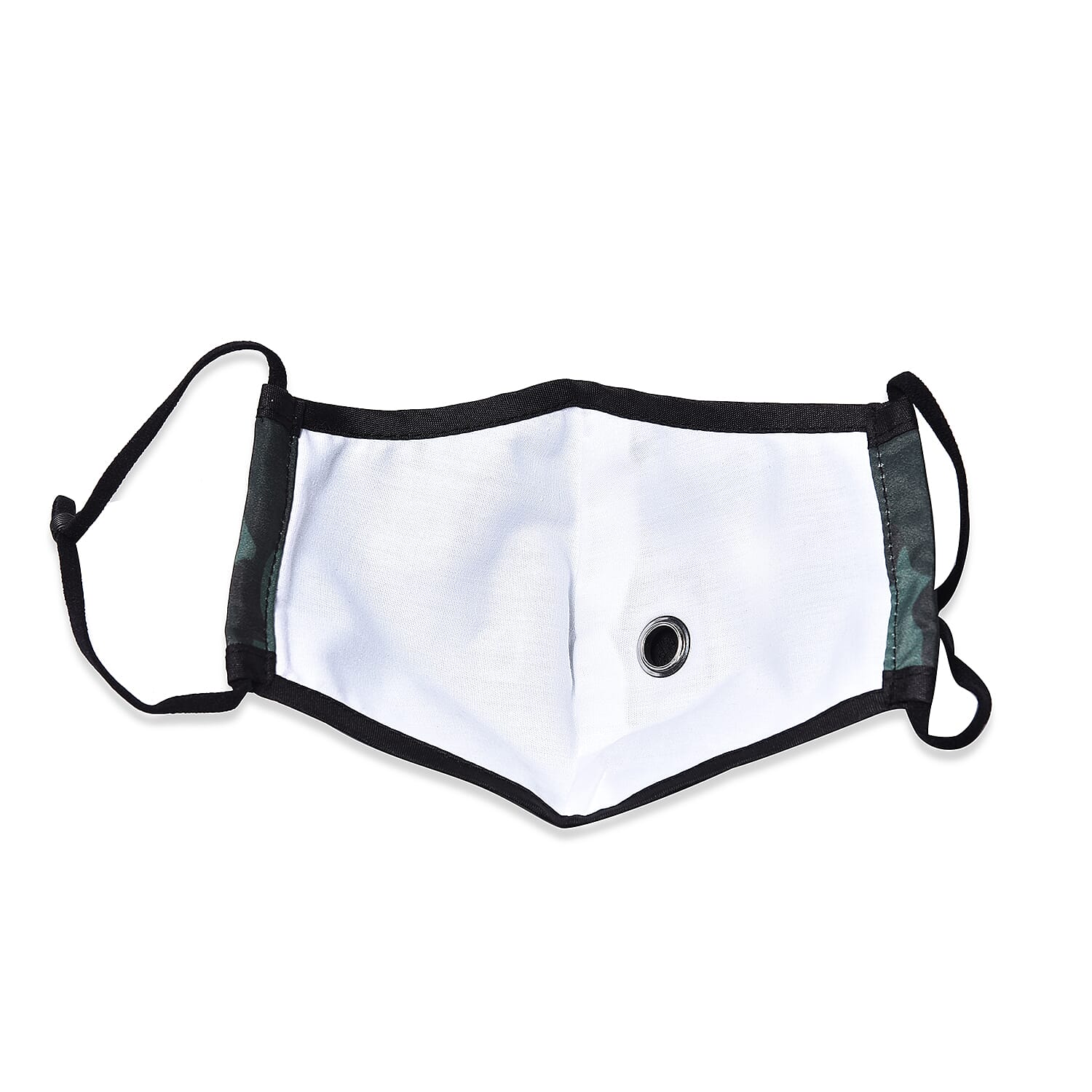 Reusable and Washable 2 Ply Face Cover with Straw Opening - Green Camouflage