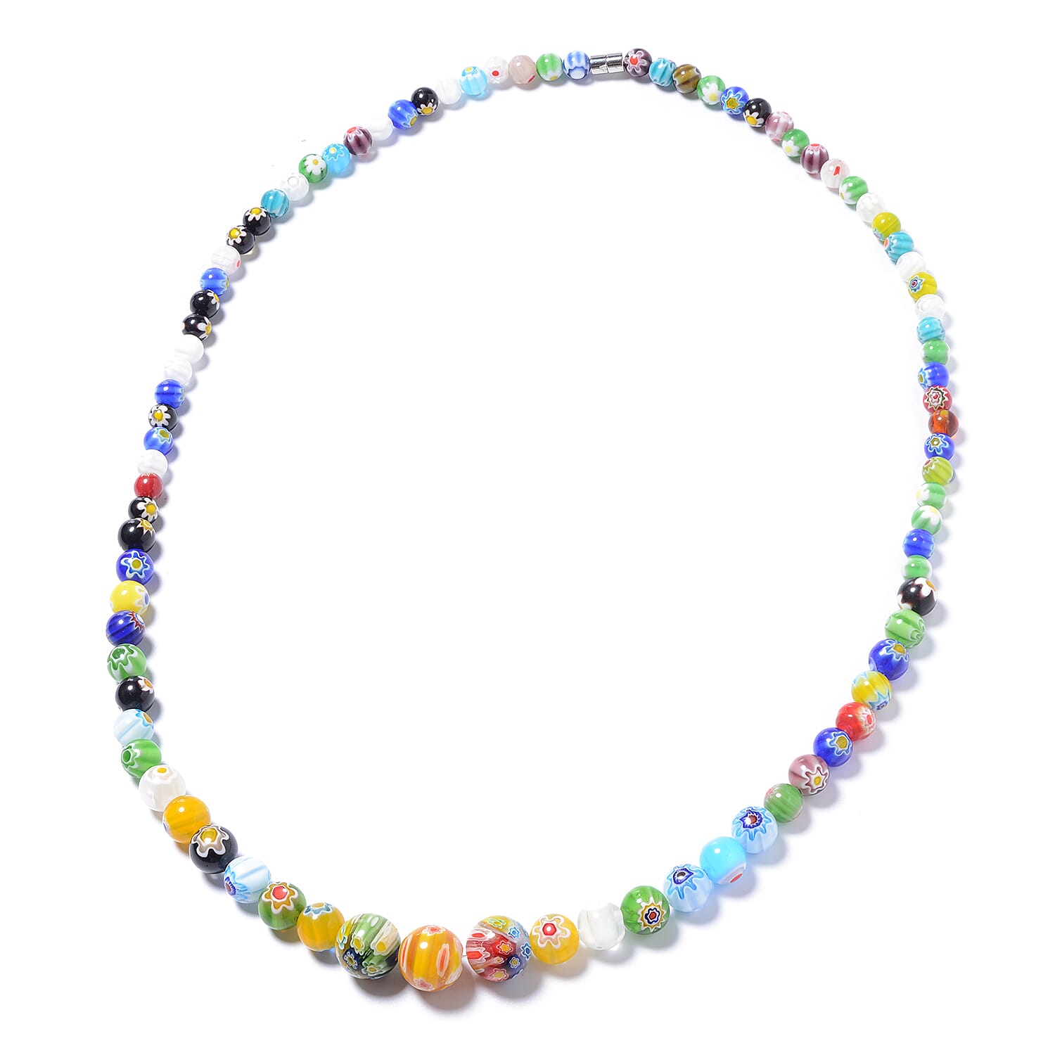 Multi Colour Murano Style Glass Necklace (Size 30) with Magnetic Lock