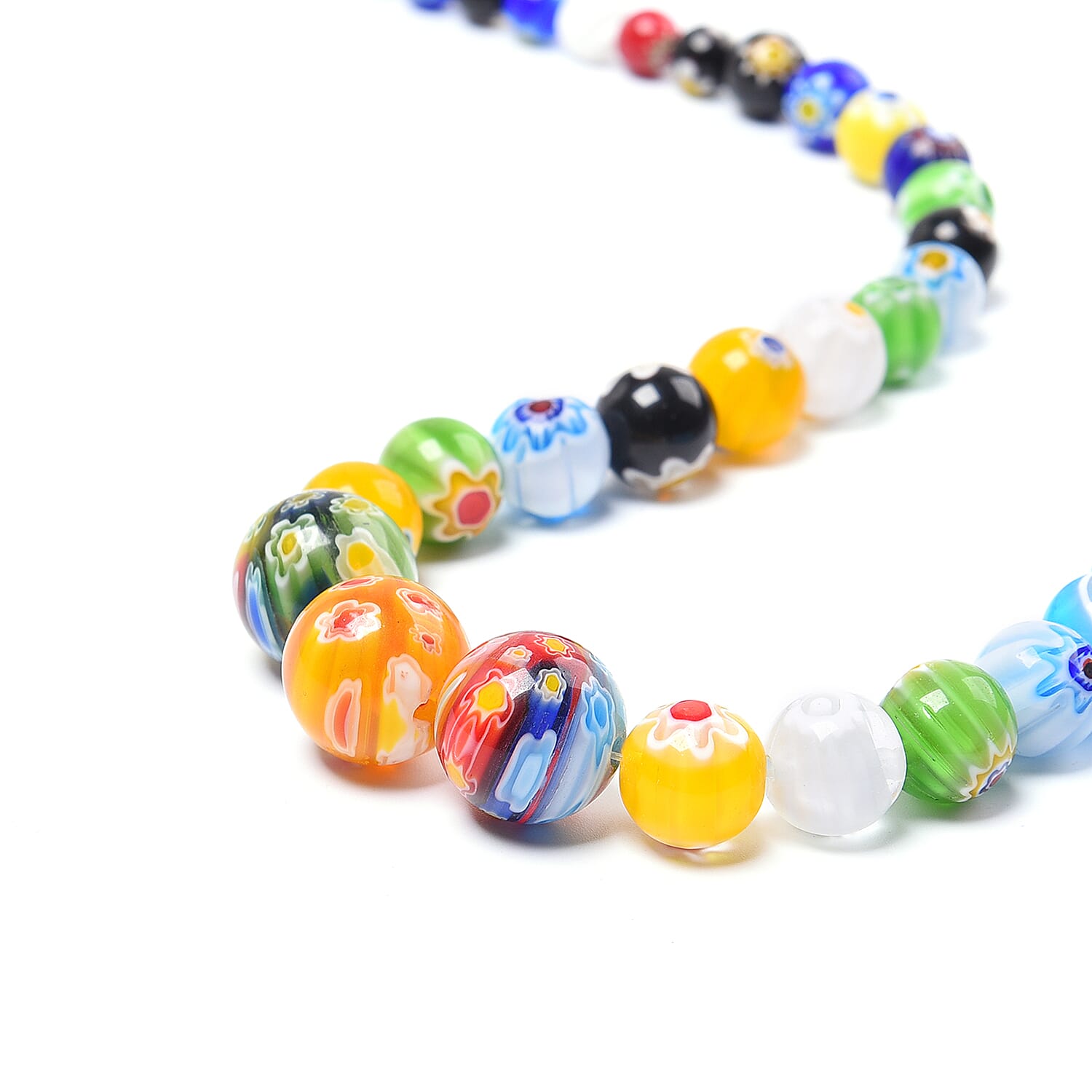 Multi Colour Murano Style Glass Necklace (Size 30) with Magnetic Lock