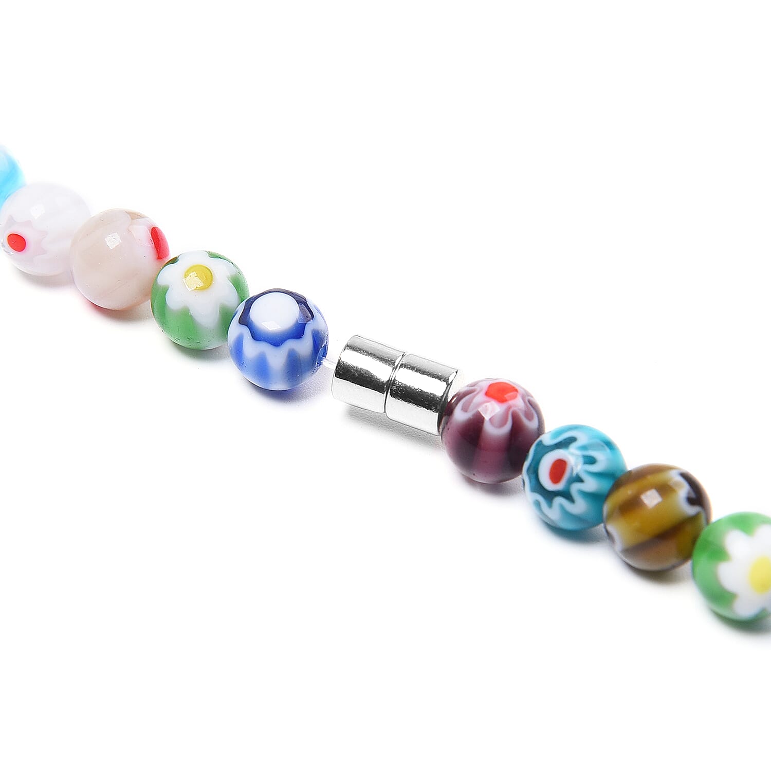 Multi Colour Murano Style Glass Necklace (Size 30) with Magnetic Lock