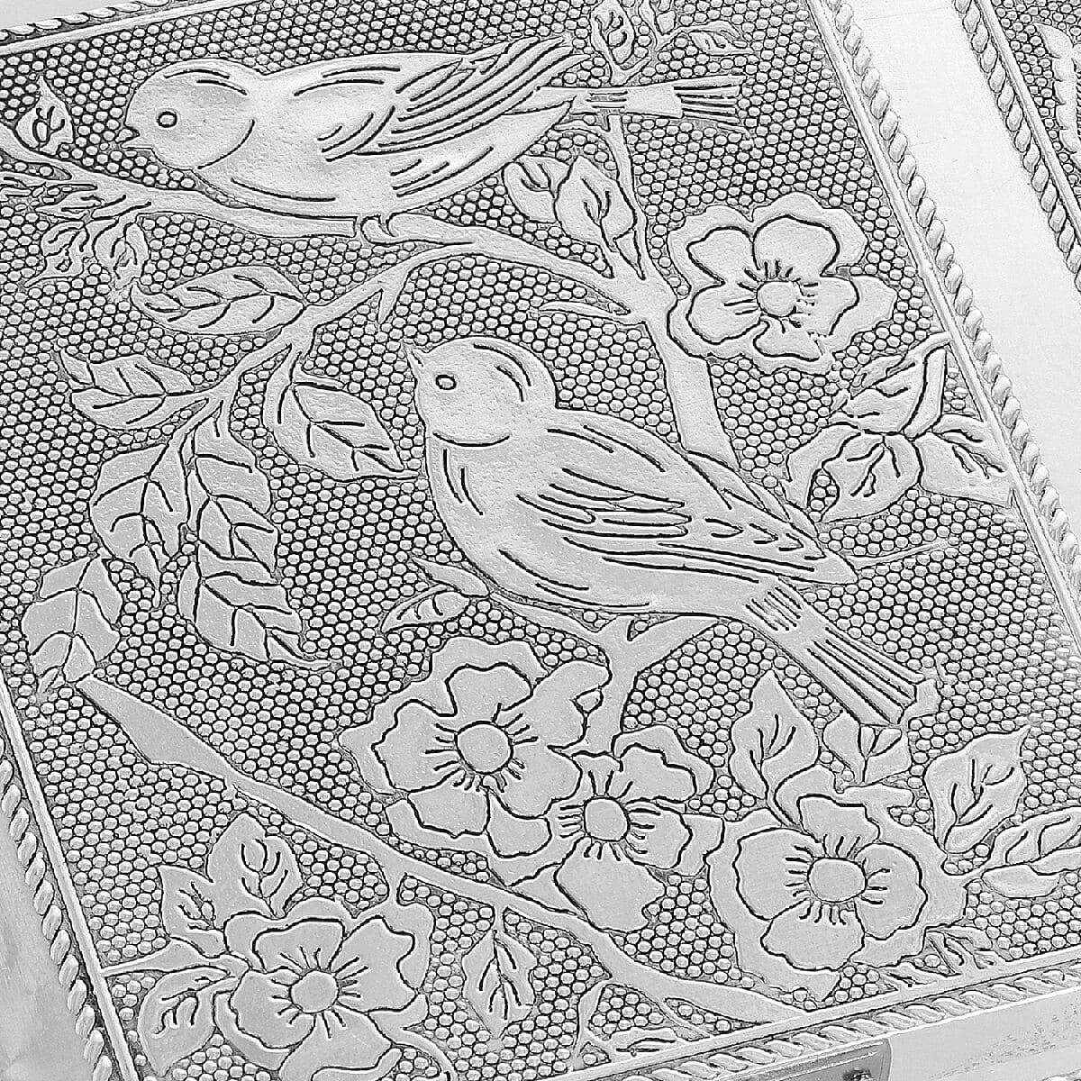 Set of 2 - Humming Bird Embossed Jewellery Storage Box with Wine Red Velvet Lining (Size 17.7x12.7x5.08 Cm)