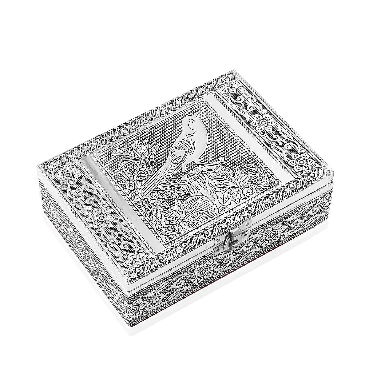 Set of 2 - Bird Embossed Jewellery Storage Box with Blue Velvet Lining (Size 17.7x12.7x5.08 Cm)
