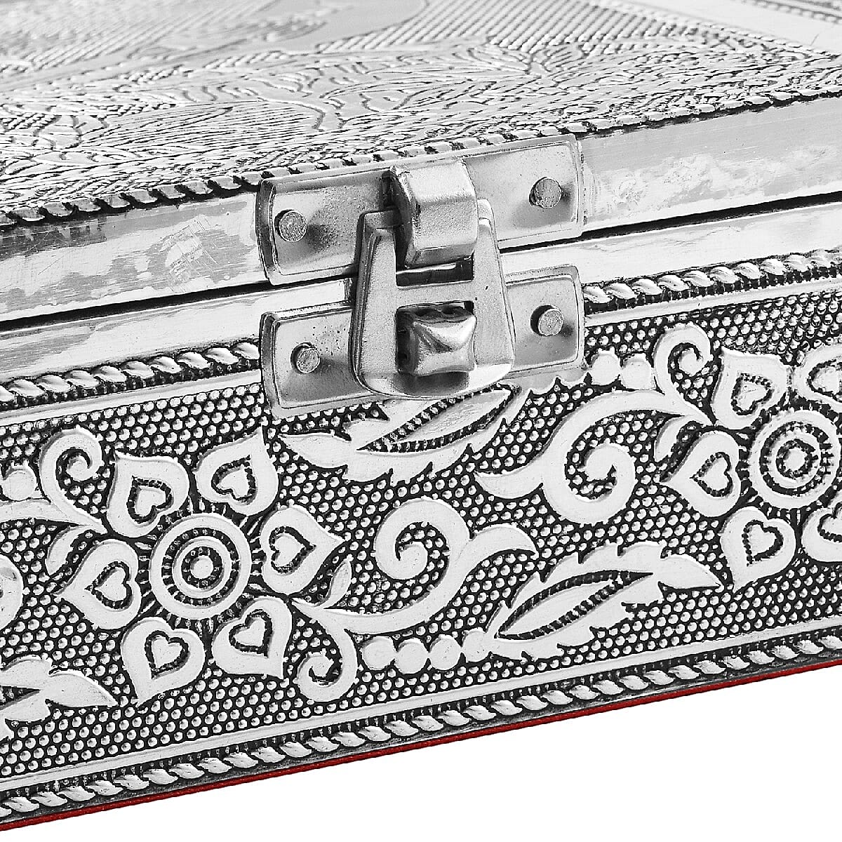 Set of 2 - Bird Embossed Jewellery Storage Box with Blue Velvet Lining (Size 17.7x12.7x5.08 Cm)