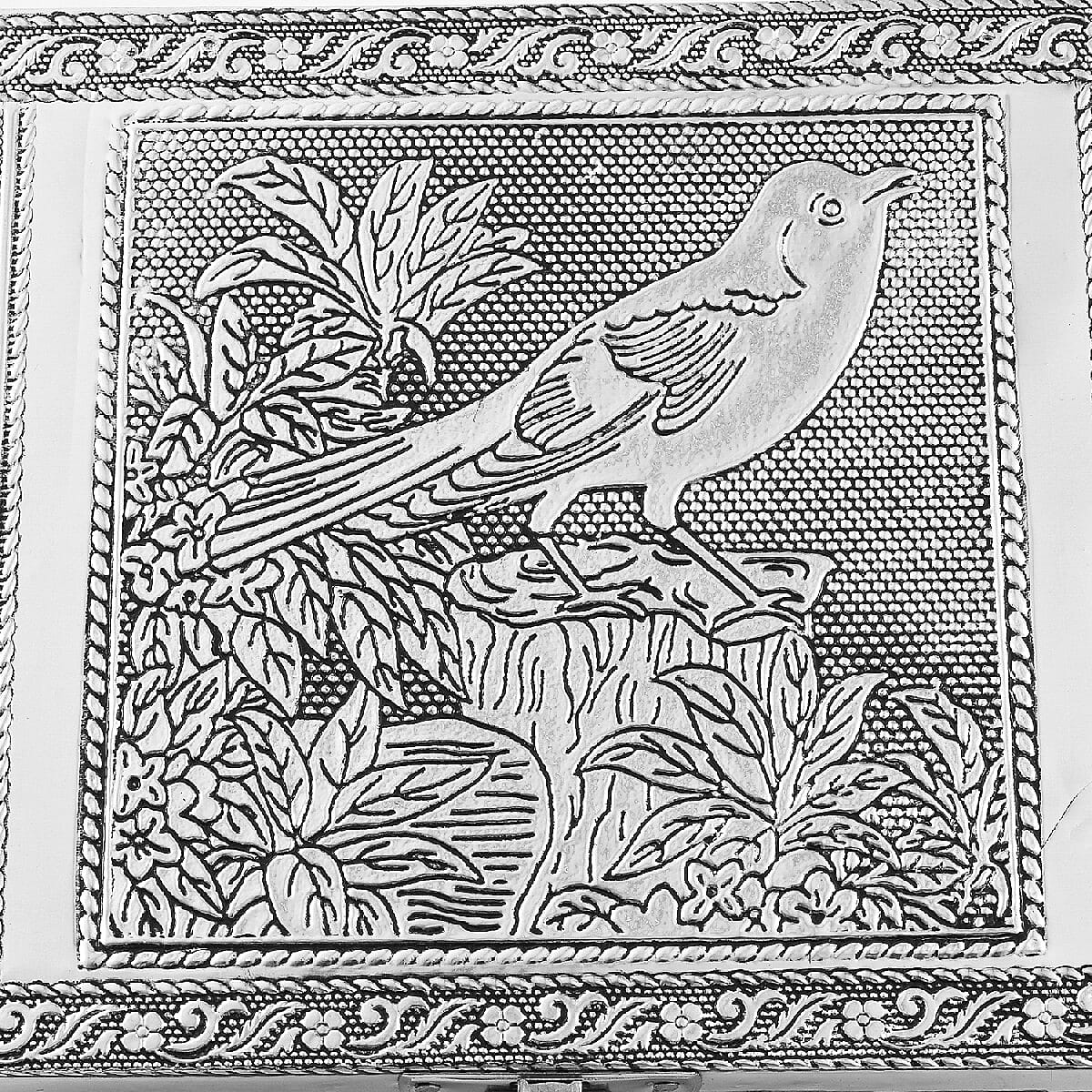 Set of 2 - Bird Embossed Jewellery Storage Box with Blue Velvet Lining (Size 17.7x12.7x5.08 Cm)