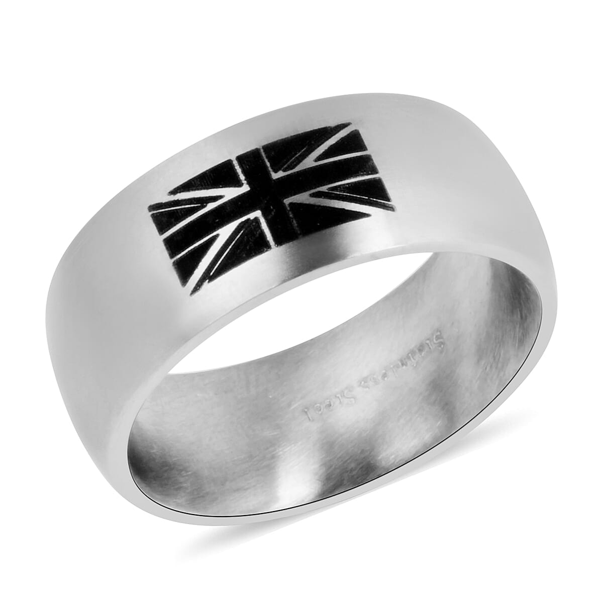Hatton Garden Close Out Deal- Union Jack Band Ring in Stainless Steel