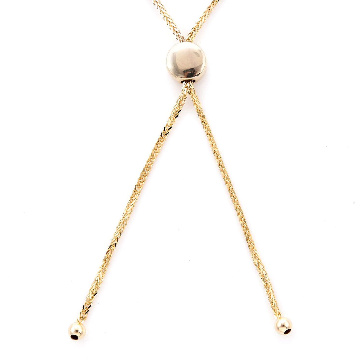 9K Yellow Gold Diamond Cut Adjustable Bolo Bracelet (Size 7.5), Gold wt 2.50 Gms