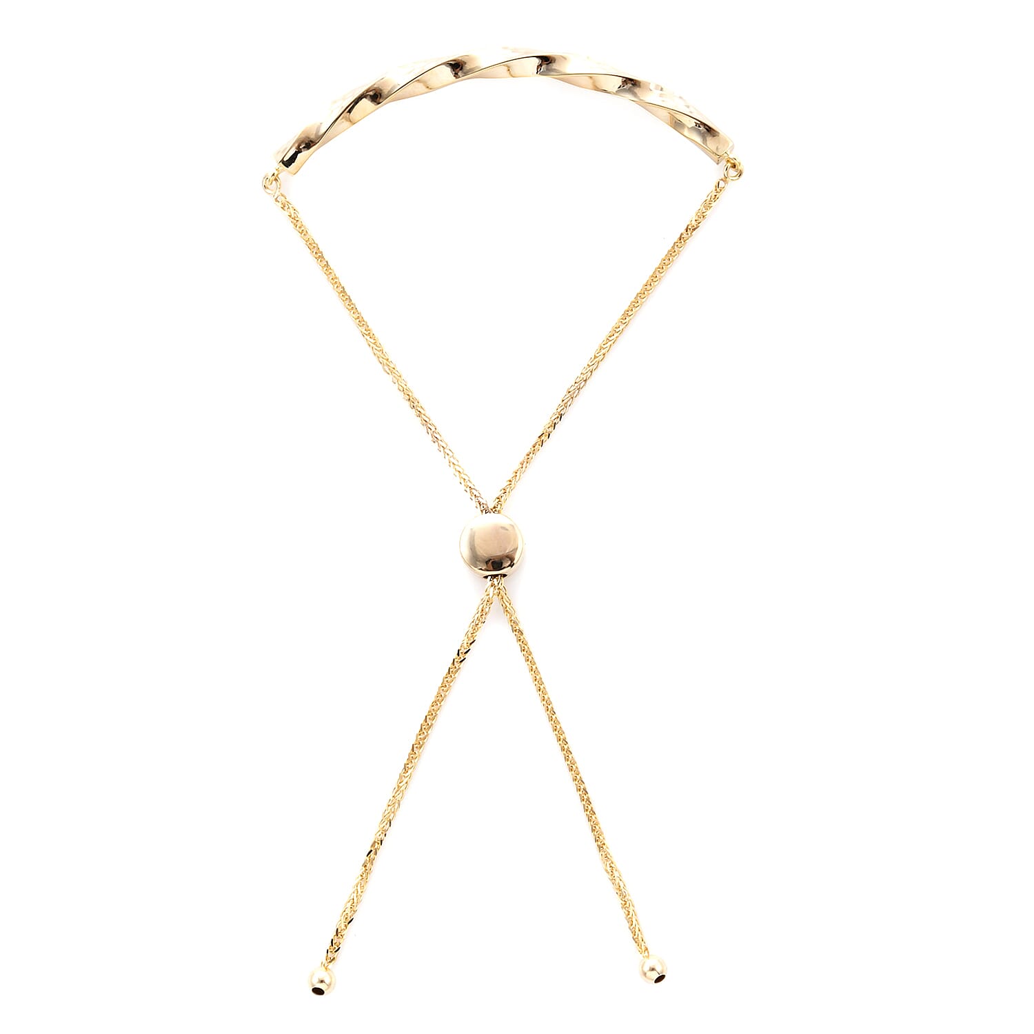 9K Yellow Gold Diamond Cut Adjustable Bolo Bracelet (Size 7.5), Gold wt 2.50 Gms