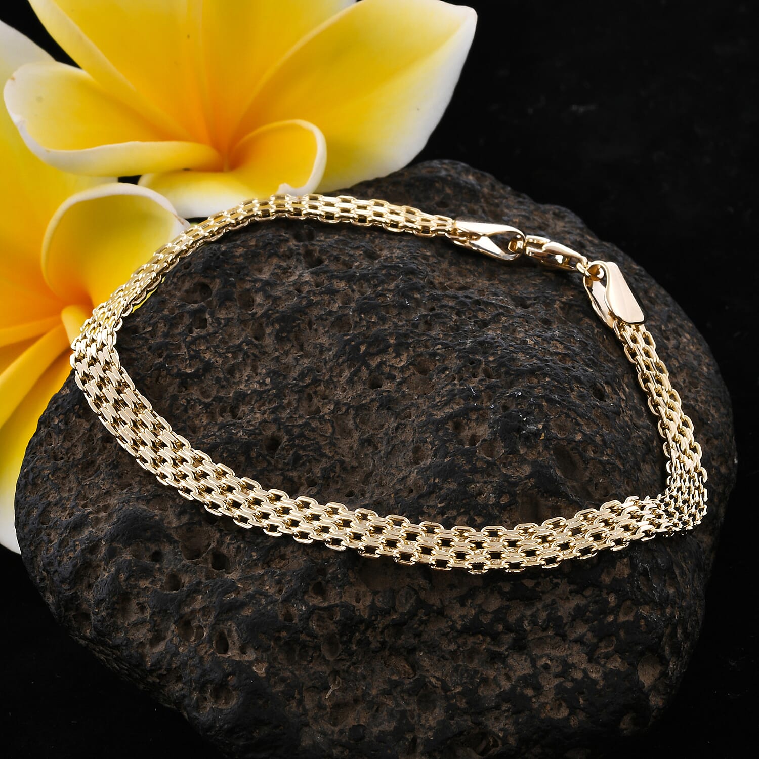 Royal Bali Collection - 9K Yellow Gold Flat Mesh Bracelet (Size 7.25), Gold wt 2.90 Gms