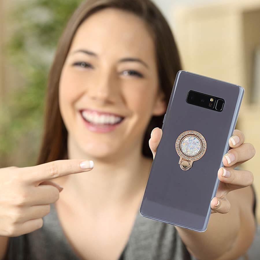 Gold and White Shungite Plate Phone Holder (Size 4x3x1 Cm)