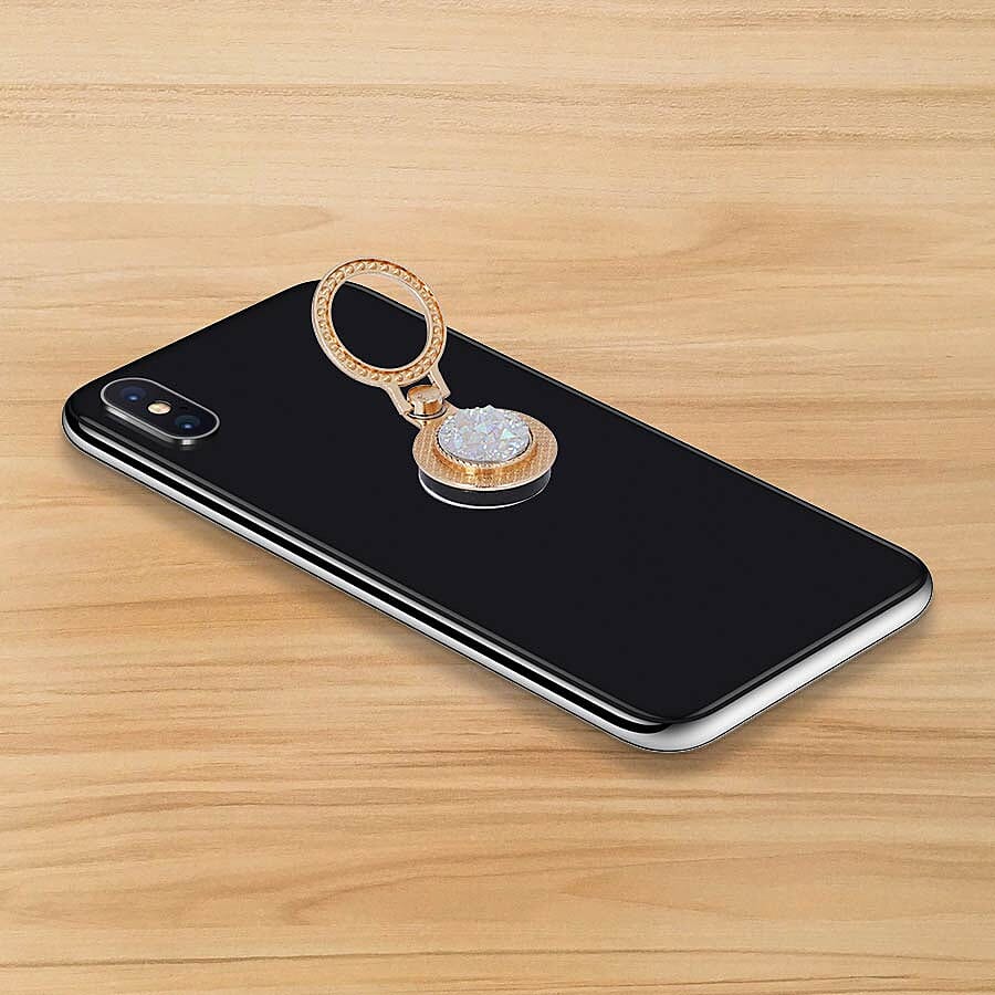Gold and White Shungite Plate Phone Holder (Size 4x3x1 Cm)
