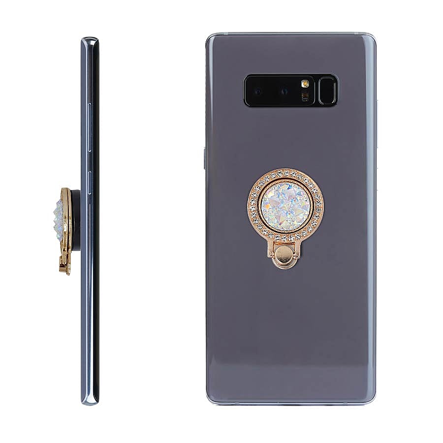 Gold and White Shungite Plate Phone Holder (Size 4x3x1 Cm)