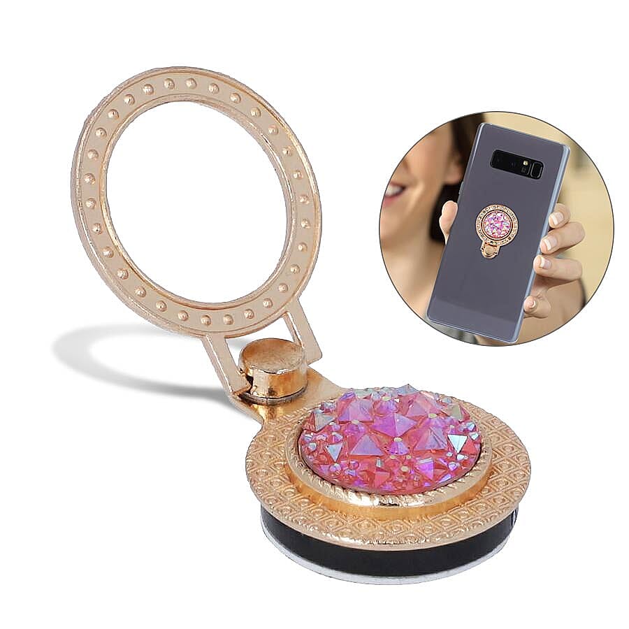Gold and Pink Shungite Plate Phone Holder (Size 4x3x1 Cm)