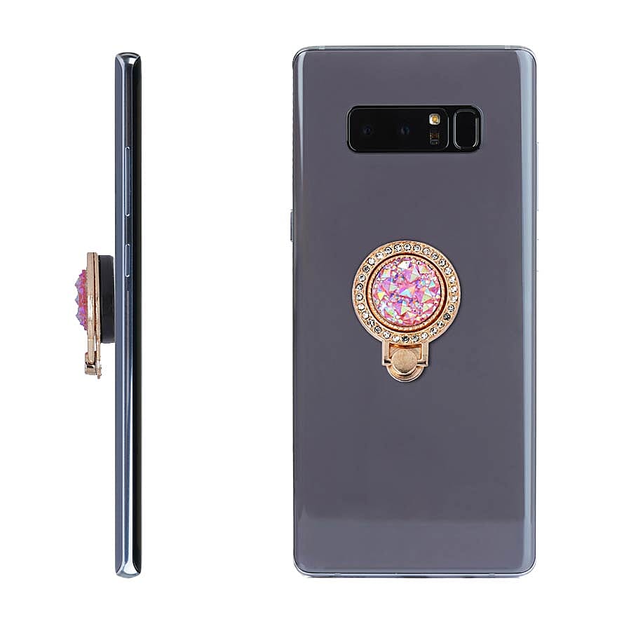 Gold and Pink Shungite Plate Phone Holder (Size 4x3x1 Cm)