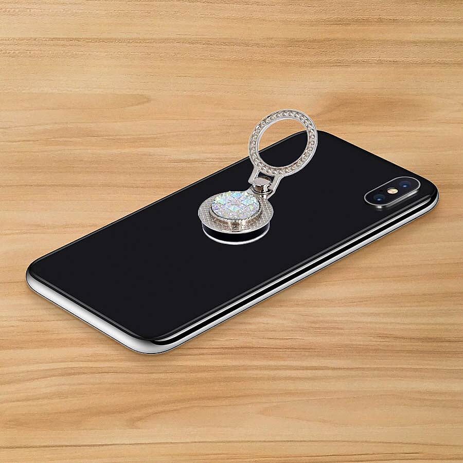 Silver and White Shungite Plate Phone Holder (Size 4x3x1 Cm)
