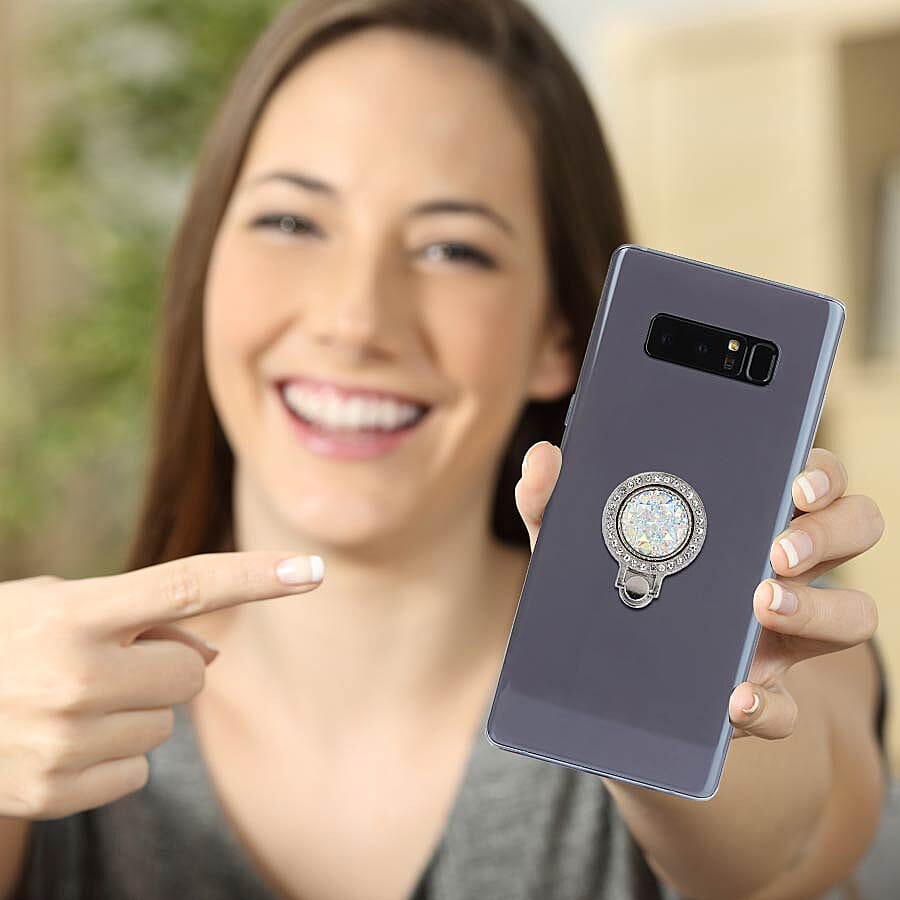 Silver and White Shungite Plate Phone Holder (Size 4x3x1 Cm)