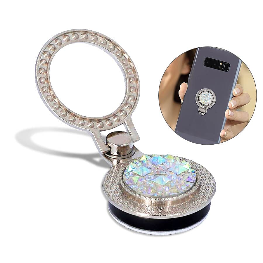 Silver and White Shungite Plate Phone Holder (Size 4x3x1 Cm)