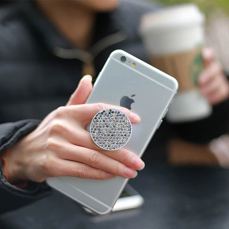 White Shungite Plate Phone Pop Holder (Size 4x2 Cm)