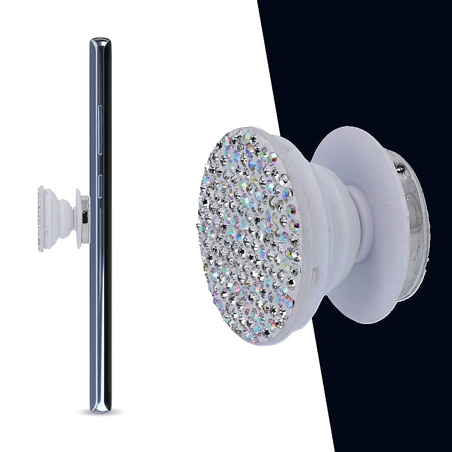 White Shungite Plate Phone Pop Holder (Size 4x2 Cm)