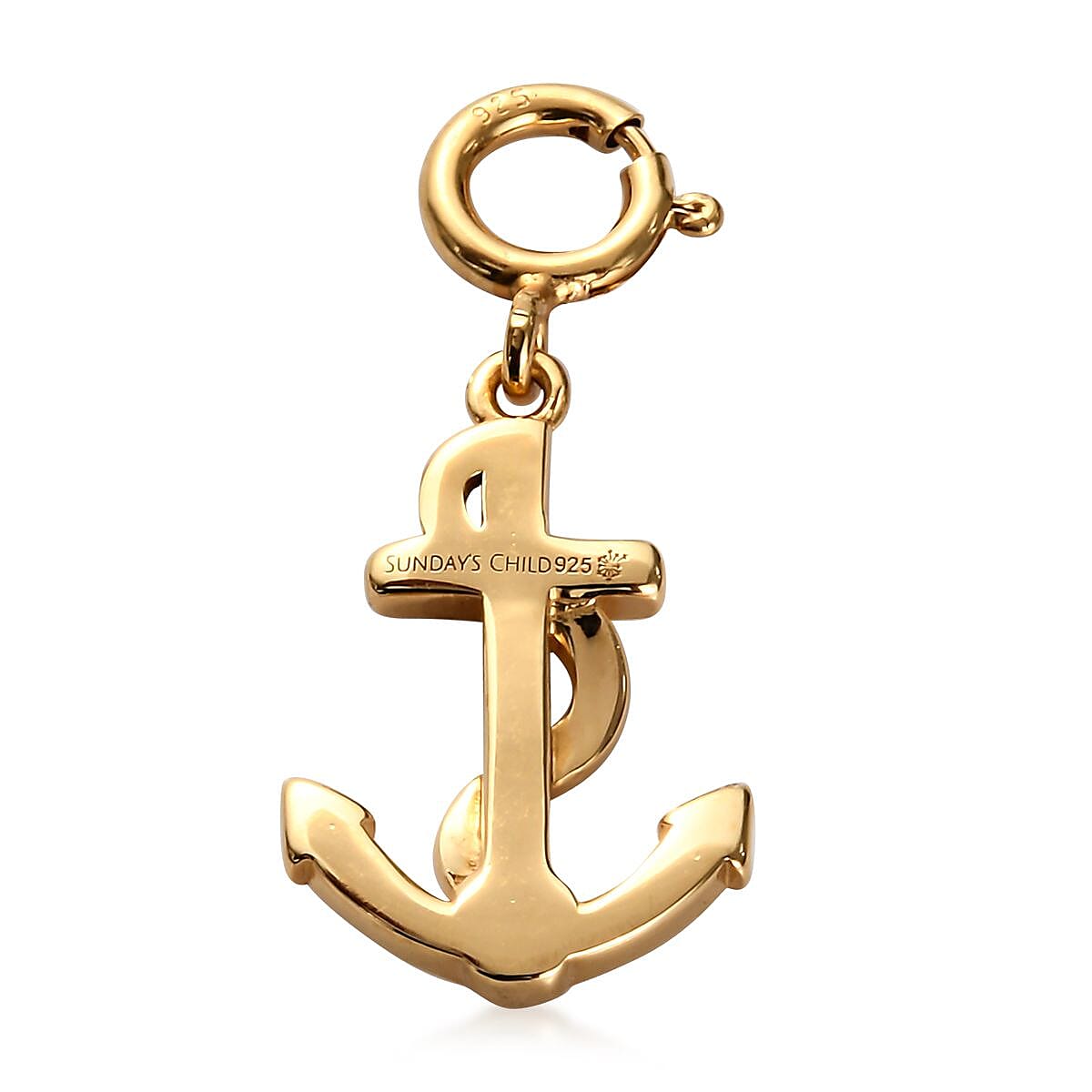 Sundays Child - 14K Gold Overlay Sterling Silver Anchor Charm