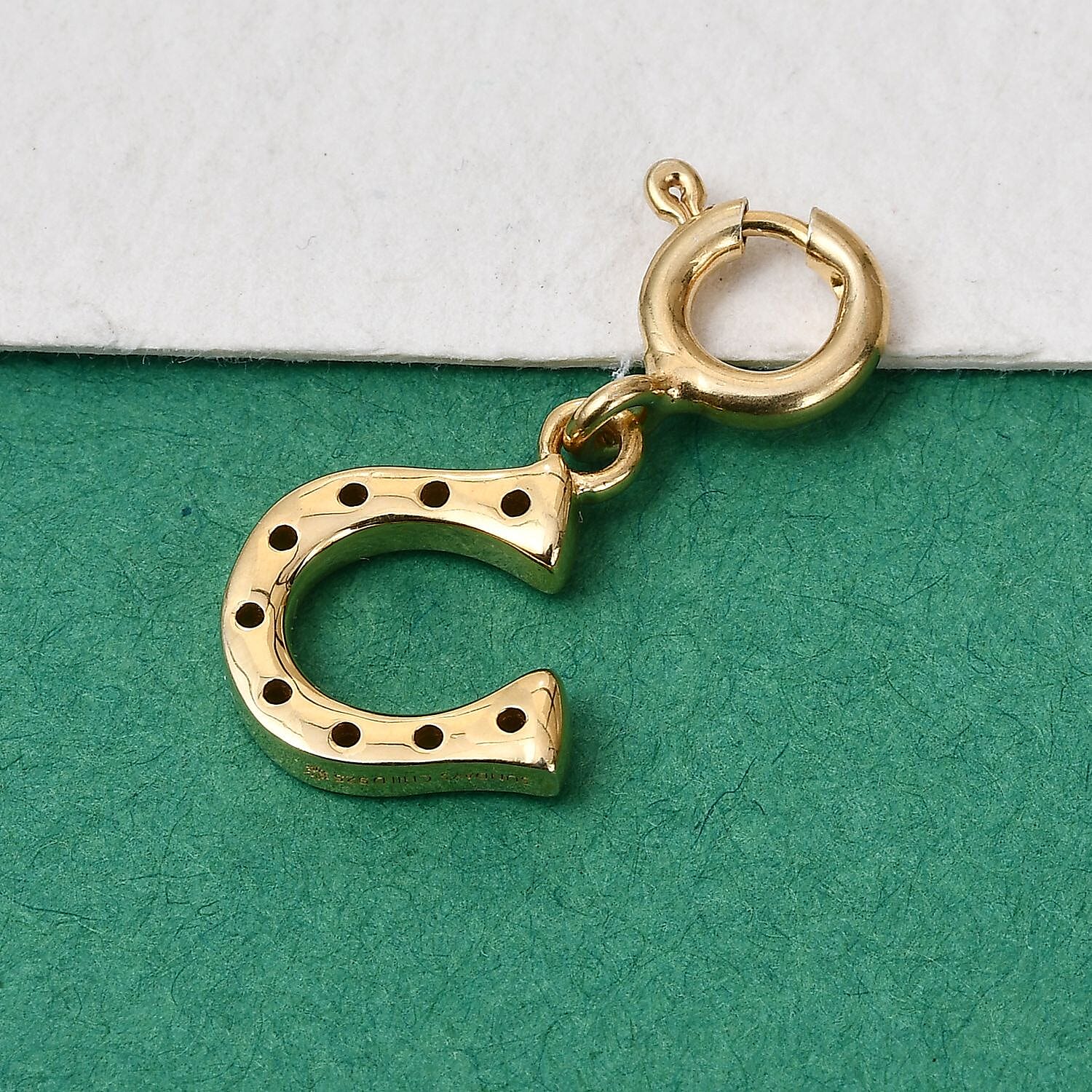 Sundays Child - 14K Gold Overlay Sterling Silver Horseshoe Charm