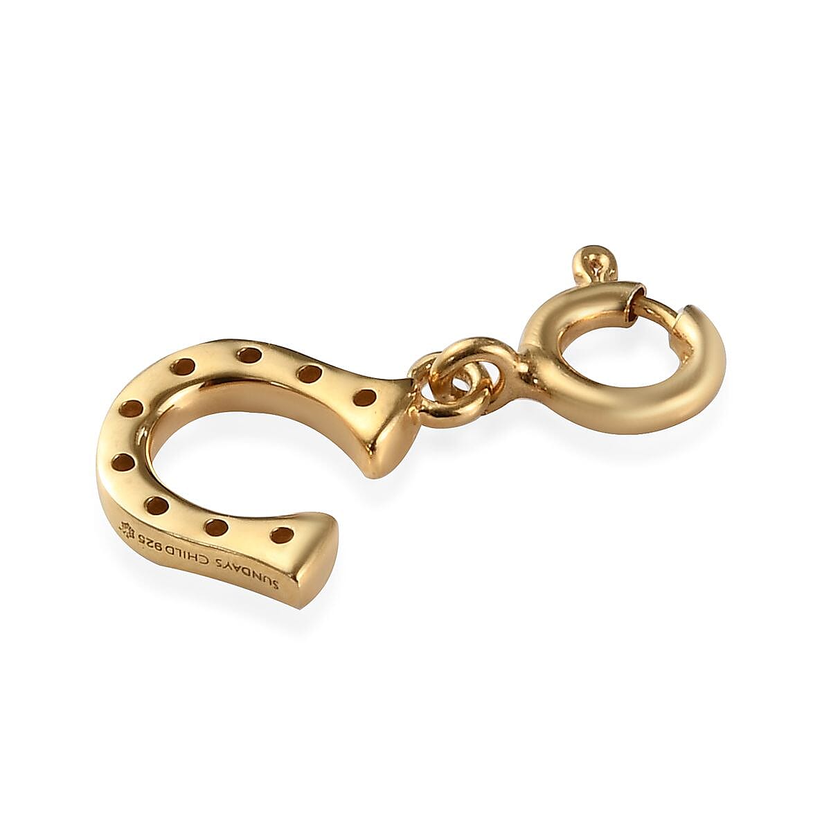 Sundays Child - 14K Gold Overlay Sterling Silver Horseshoe Charm