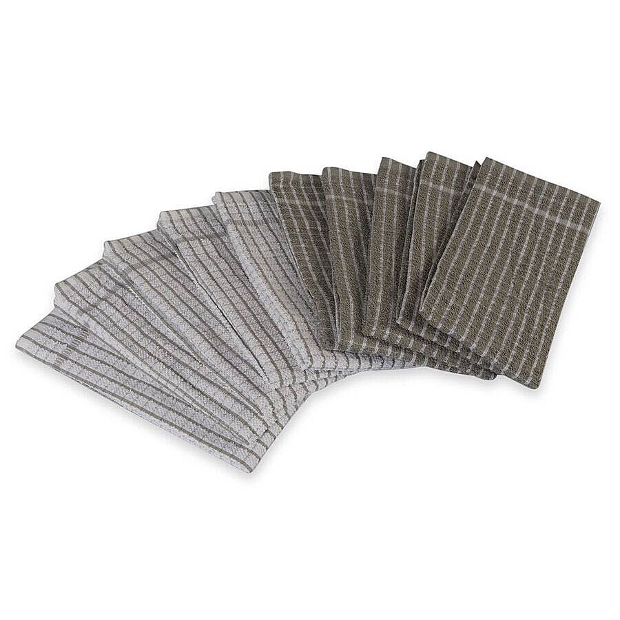 Set of 10 - 100% Cotton Multi-Purpose Kitchen Terry Towel (Size 45x63 Cm) - Grey and White