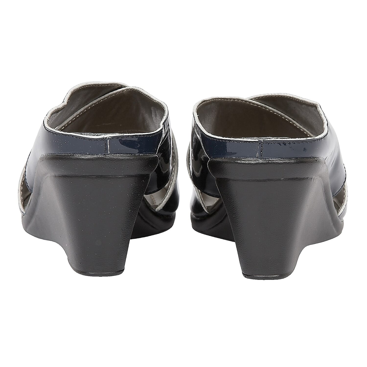 Lotus Patent Leather Trino Open-Toe Mule Sandals (Size 4) - Navy