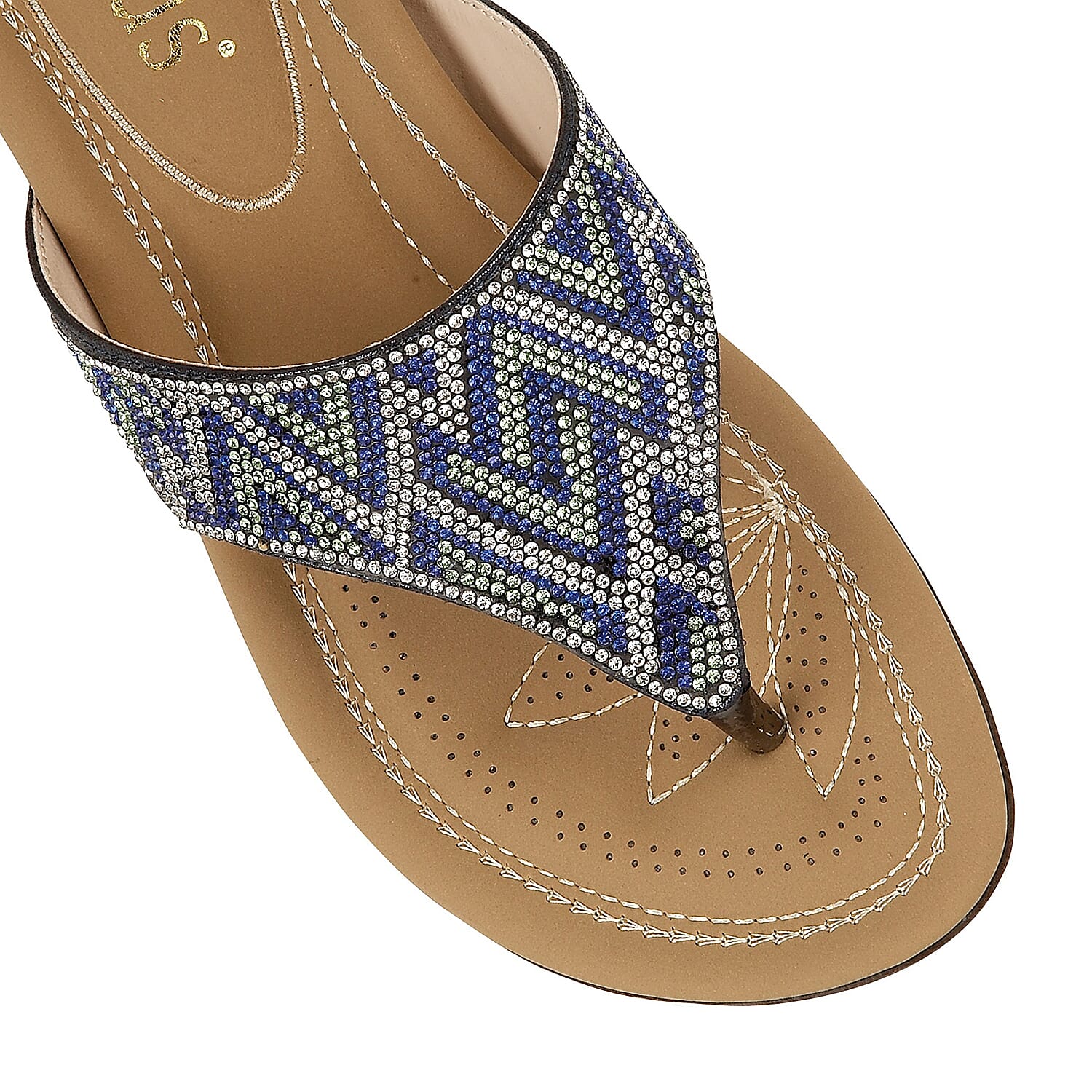 Lotus Patti Flat Toe-Post Sandals in Blue Colour