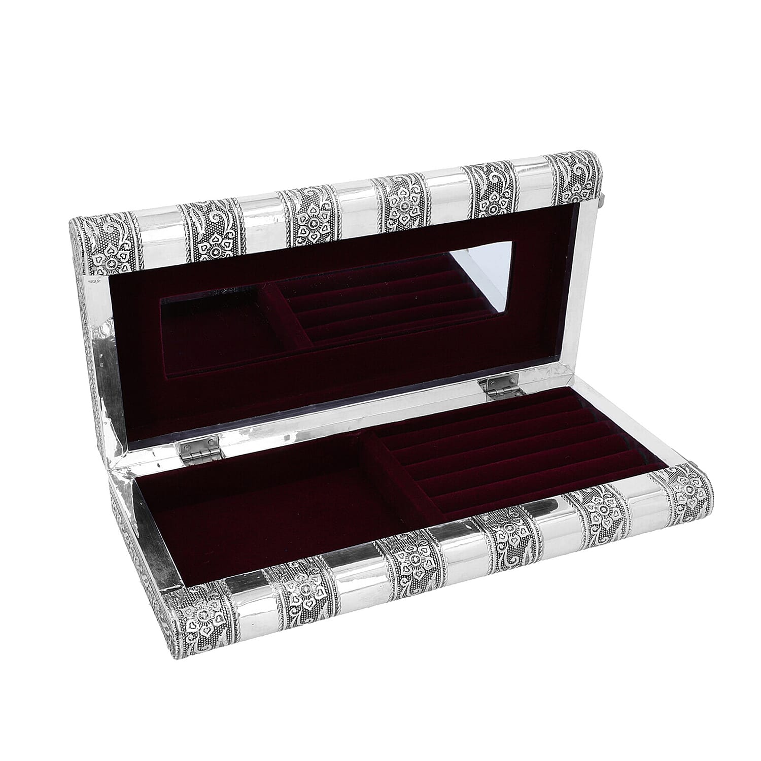 Owl Embossed Jewellery Storage Box with Purple Velvet Lining (Size 27x13x5 Cm)