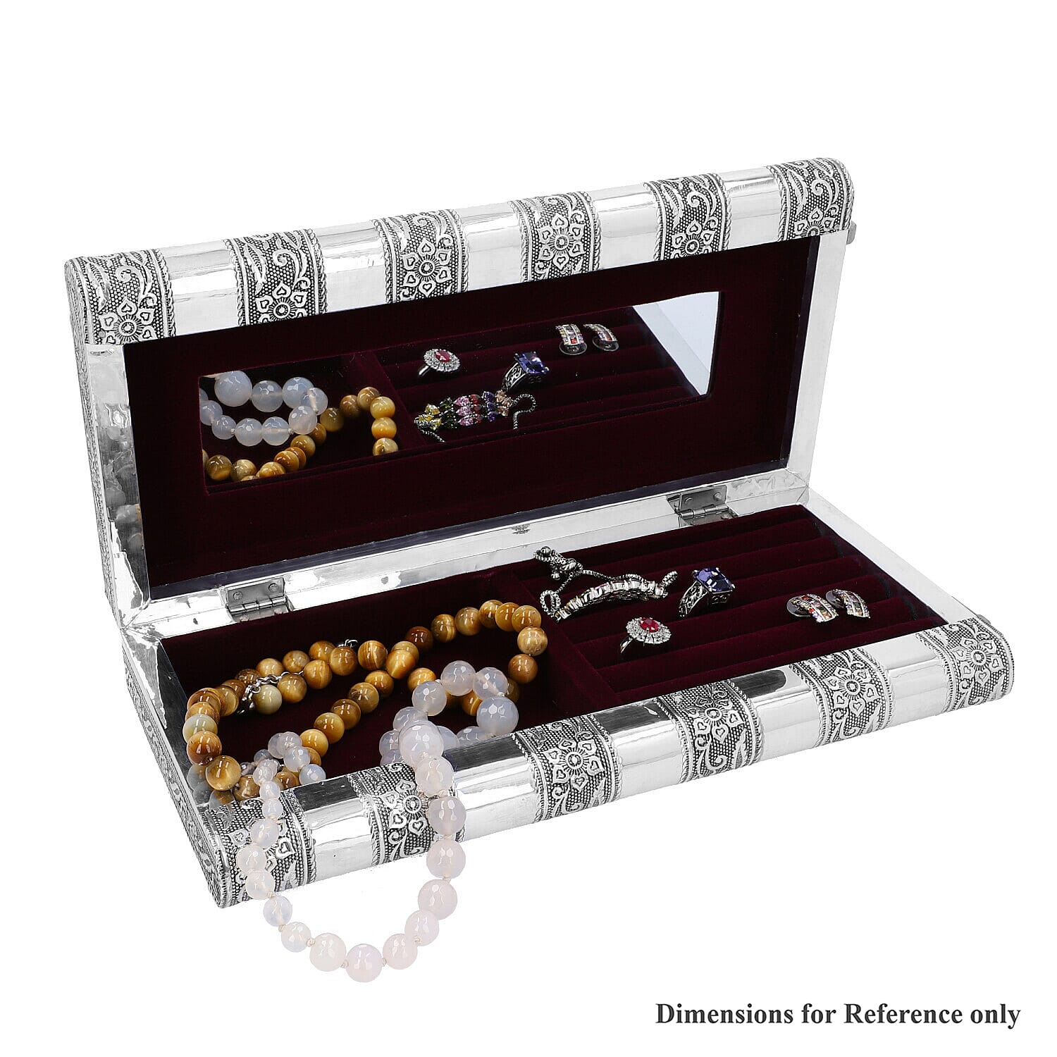 Owl Embossed Jewellery Storage Box with Purple Velvet Lining (Size 27x13x5 Cm)