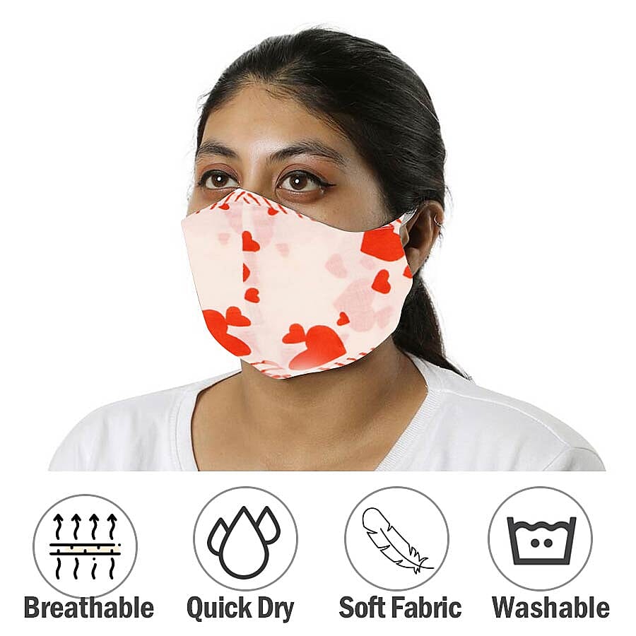 Set of 2 - 100% Cotton Hand Block Printed Reusable Double Layer Face Cover (One Size Fits All) - Red and Blue