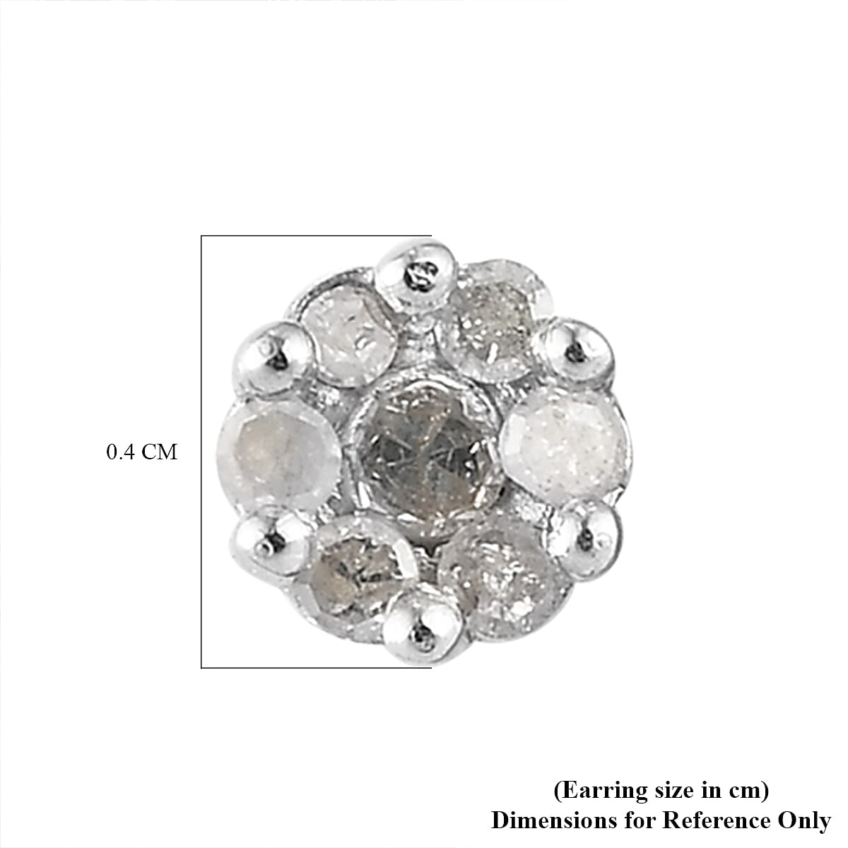 Diamond Pressure Set Floral Stud Earrings in Platinum Overlay Sterling Silver