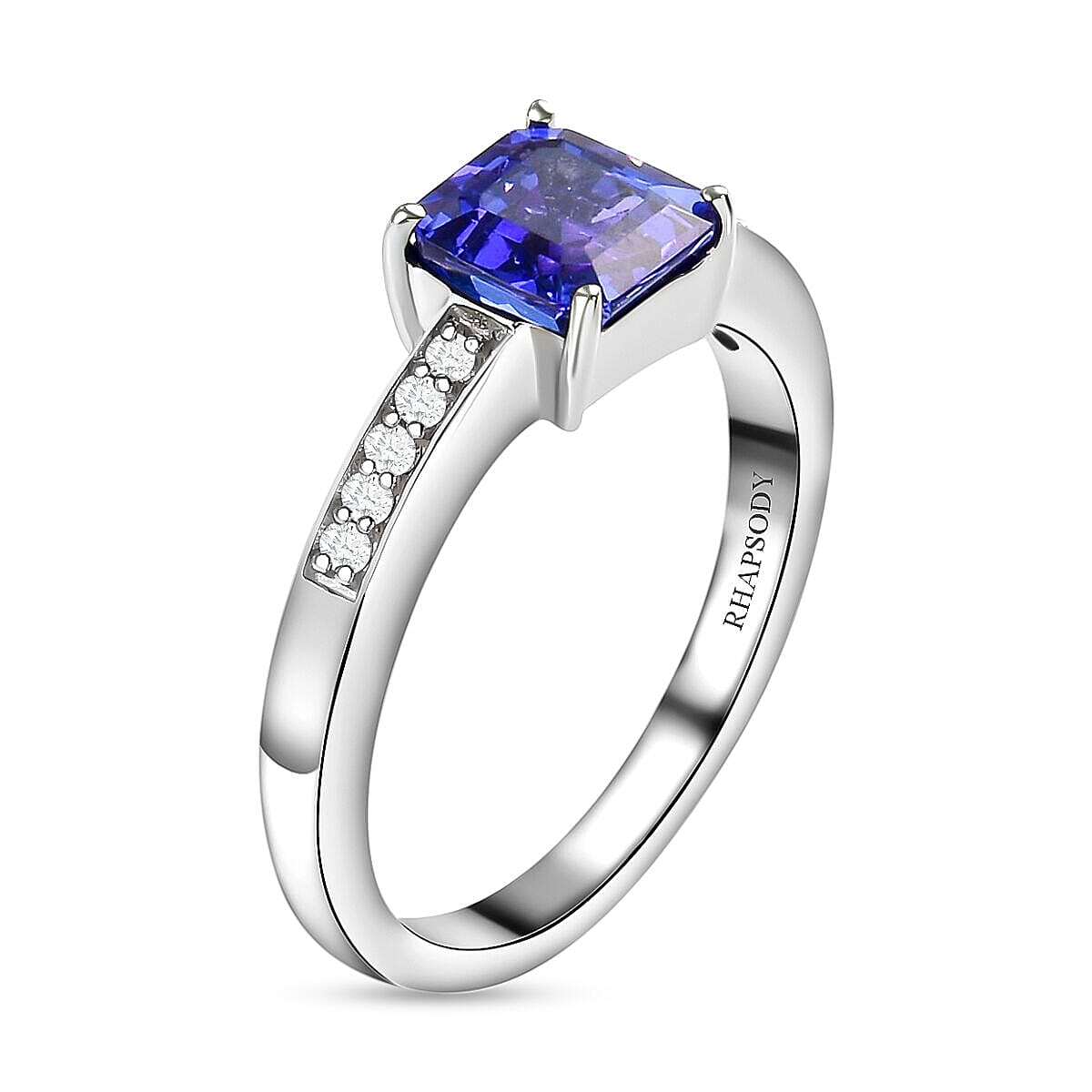 RHAPSODY 950 Platinum AAAA Tanzanite and Diamond (VS-E-F) Ring 2.12 Ct, Platinum Wt. 6.20 Gms