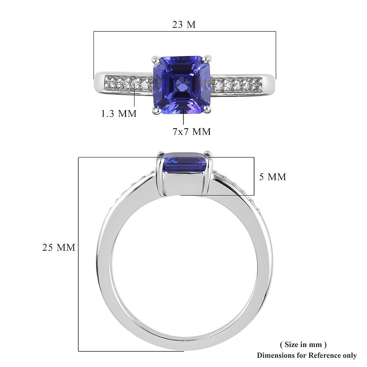 RHAPSODY 950 Platinum AAAA Tanzanite and Diamond (VS-E-F) Ring 2.12 Ct, Platinum Wt. 6.20 Gms