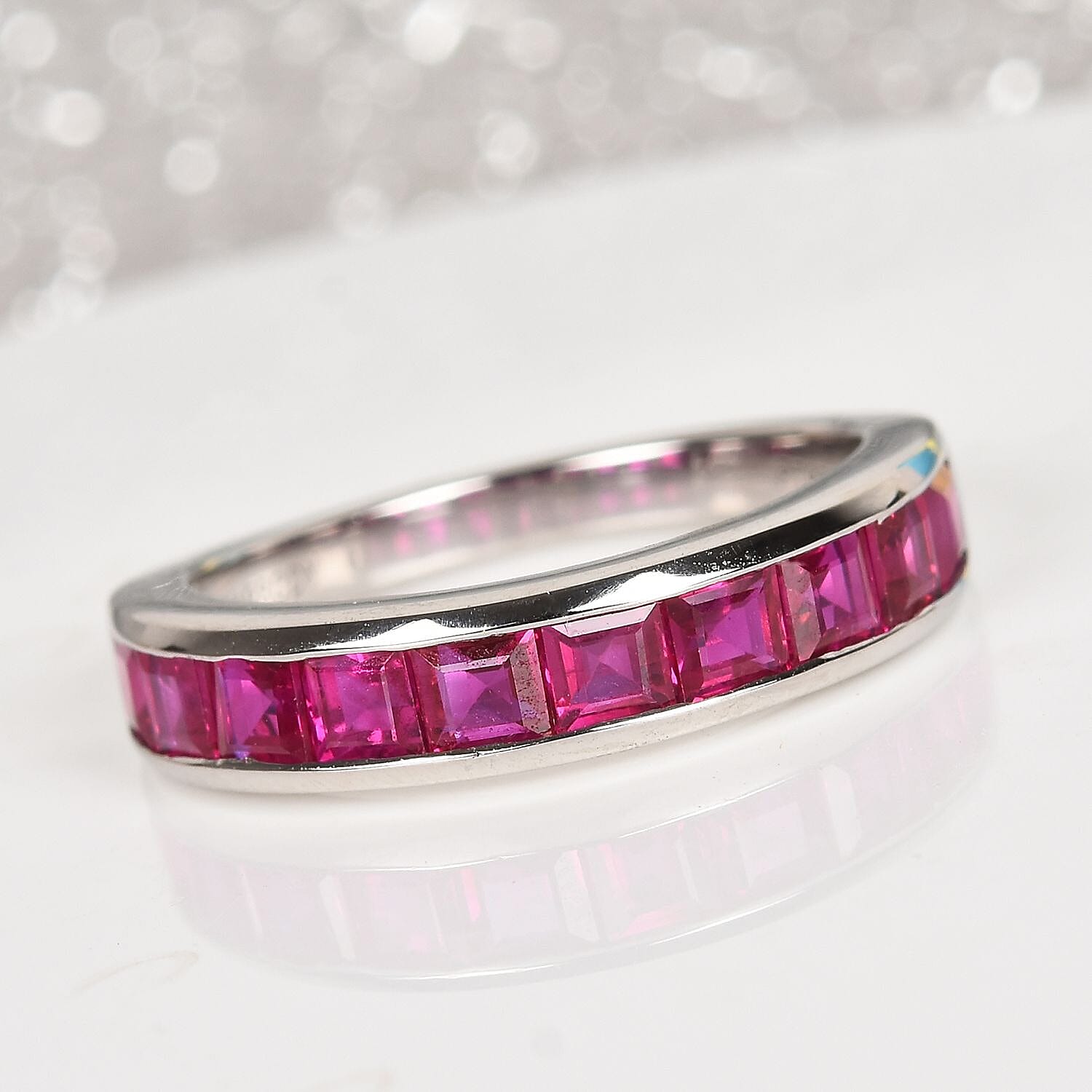 RHAPSODY 950 Platinum Princess Cut AAAA Ruby Ring 2.000 Ct., Platinum wt 5.30 Gms.