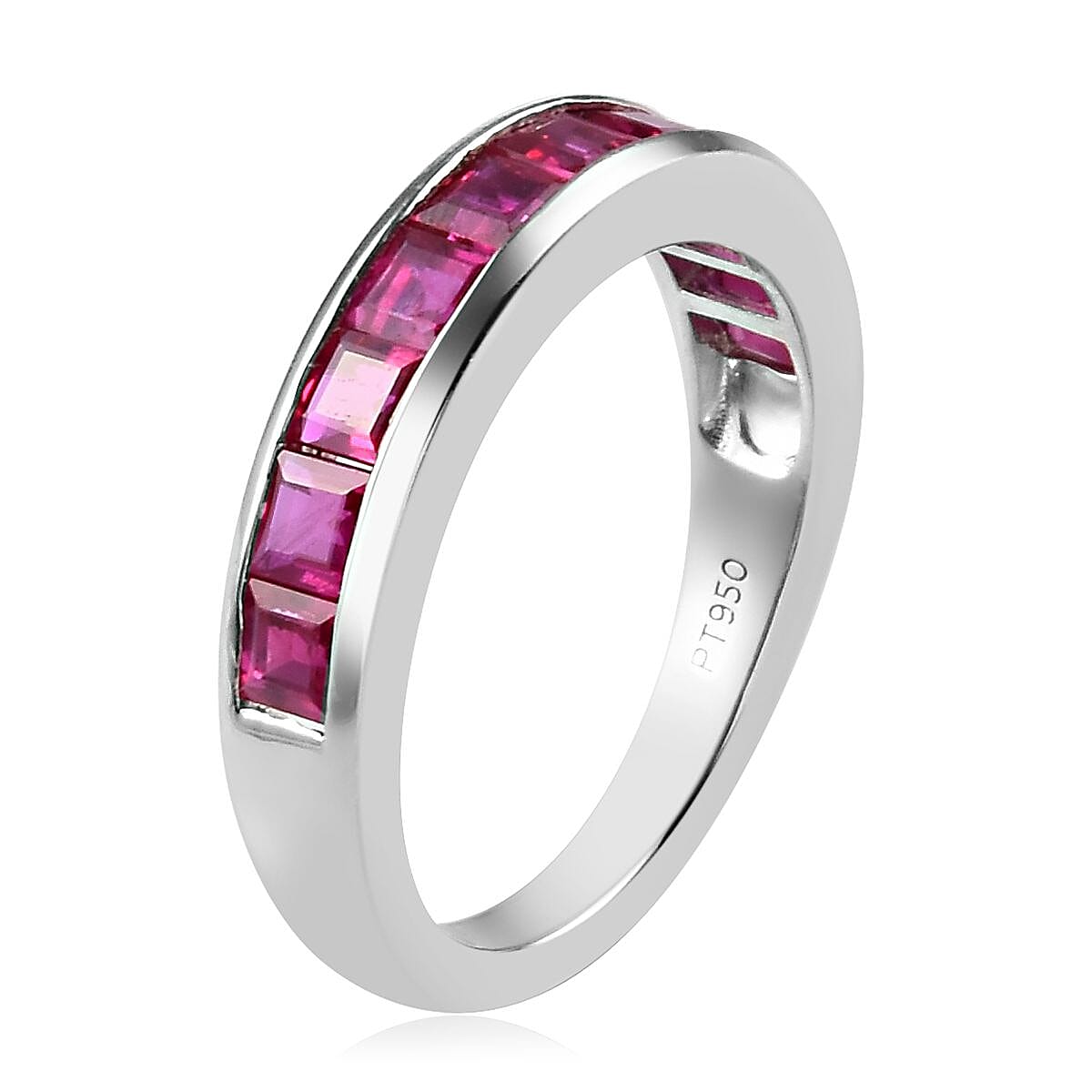RHAPSODY 950 Platinum Princess Cut AAAA Ruby Ring 2.000 Ct., Platinum wt 5.30 Gms.