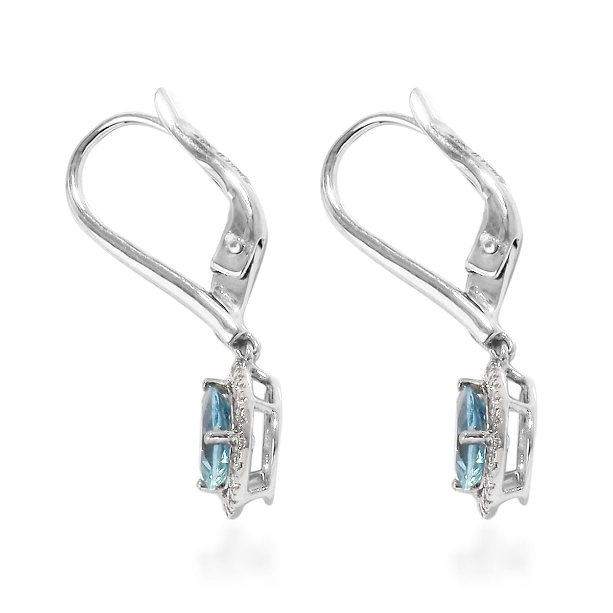 ILIANA 18K White Gold Santa Maria Aquamarine and Diamond Earrings  1.50 Ct.