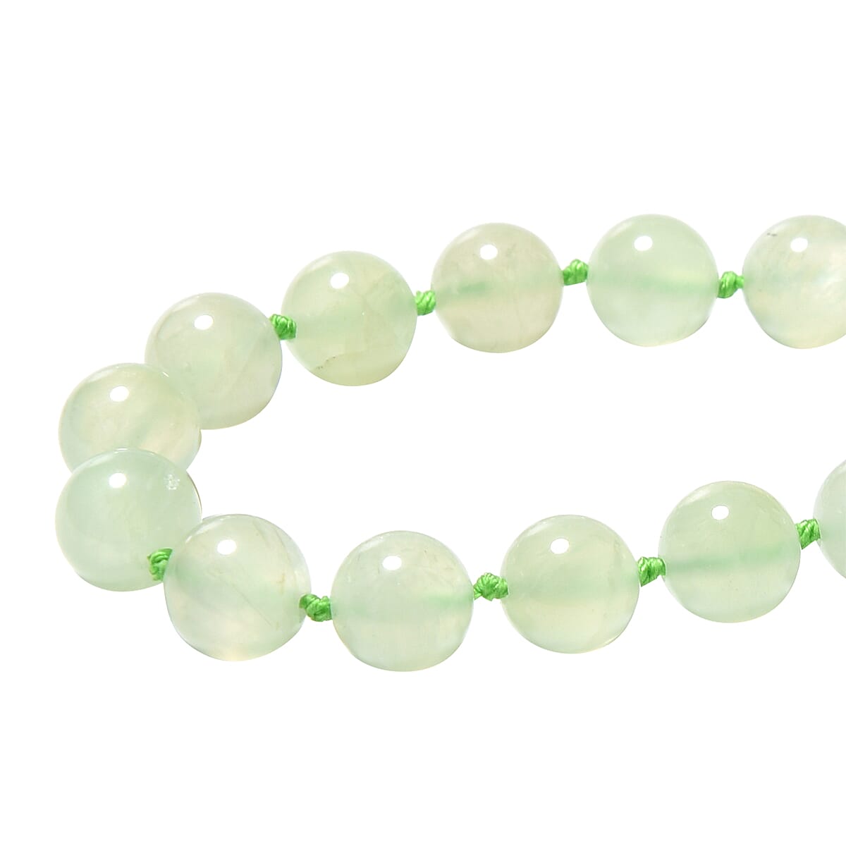 Antarctic Prehnite Beads Necklace (Size 20) with Magnetic Lock in Rhodium Overlay Sterling Silver 237.50 Ct.