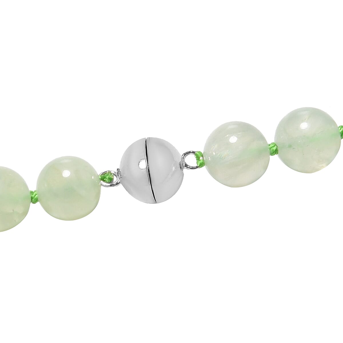 Antarctic Prehnite Beads Necklace (Size 20) with Magnetic Lock in Rhodium Overlay Sterling Silver 237.50 Ct.