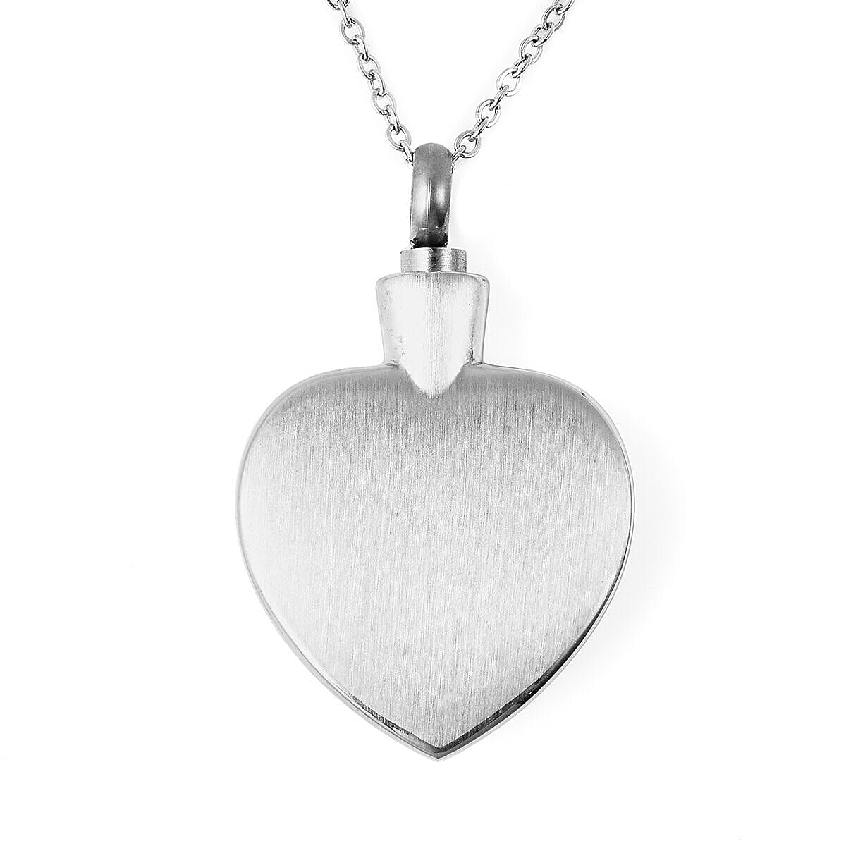 2 Piece Set - Engraved Memorial Heart Pendant with Chain (Size 20) and Funnel with Needle in Stainless Steel