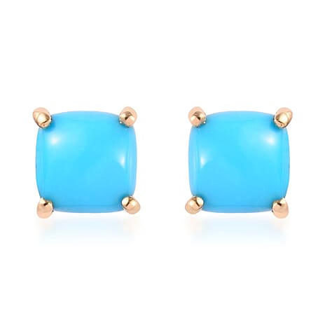 ILIANA 18K Yellow Gold Arizona Sleeping Beauty Turquoise Stud Earrings 1.00 Ct.