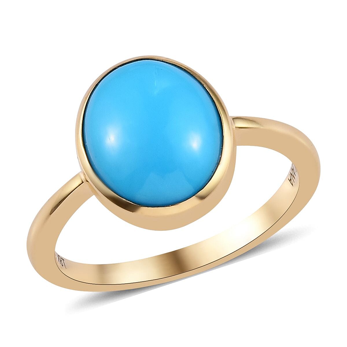 ILIANA 18K Yellow Gold AAA Arizona Sleeping Beauty Turquoise Solitaire Ring 3.30 Ct, Gold wt. 3.63 Gms
