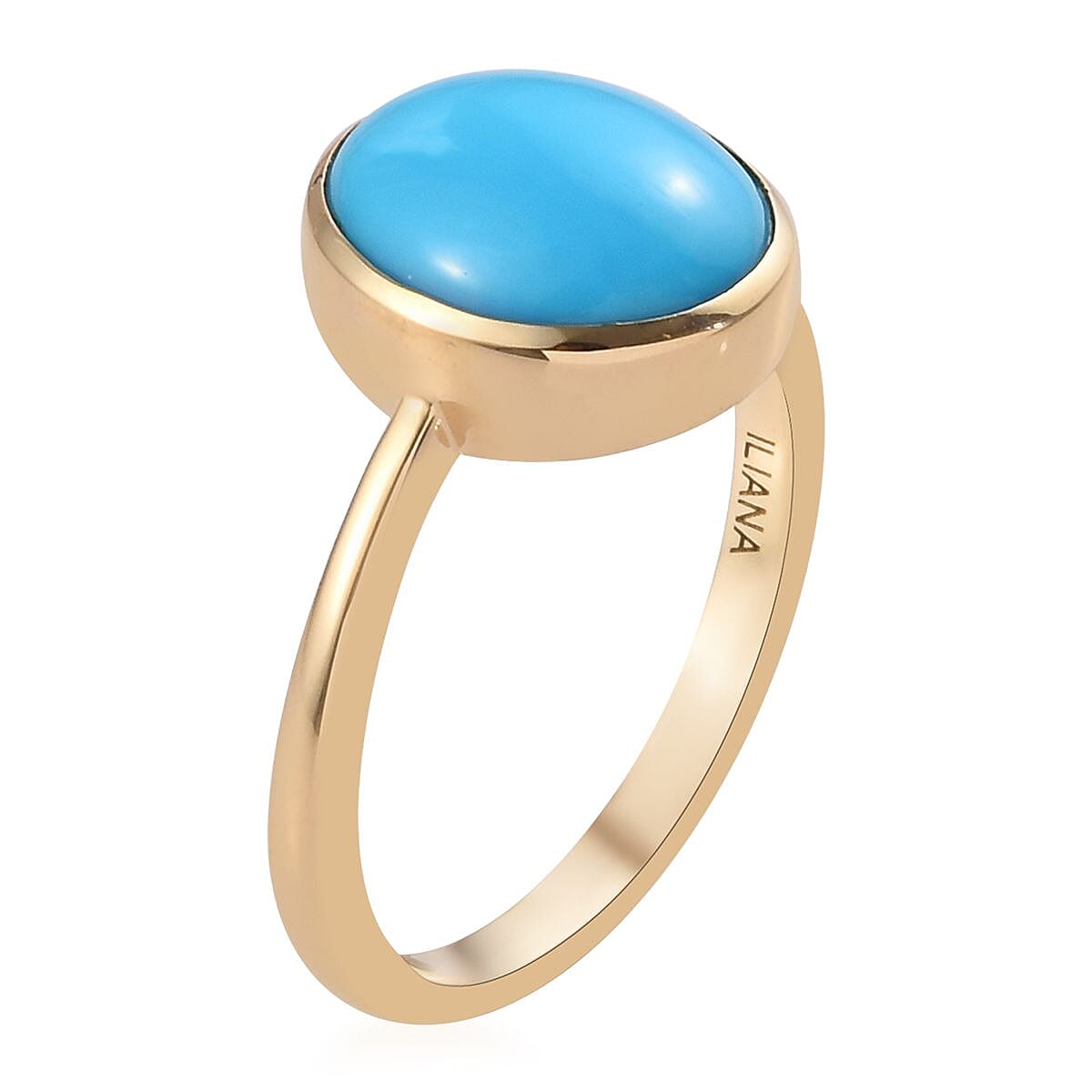 ILIANA 18K Yellow Gold AAA Arizona Sleeping Beauty Turquoise Solitaire Ring 3.30 Ct, Gold wt. 3.63 Gms