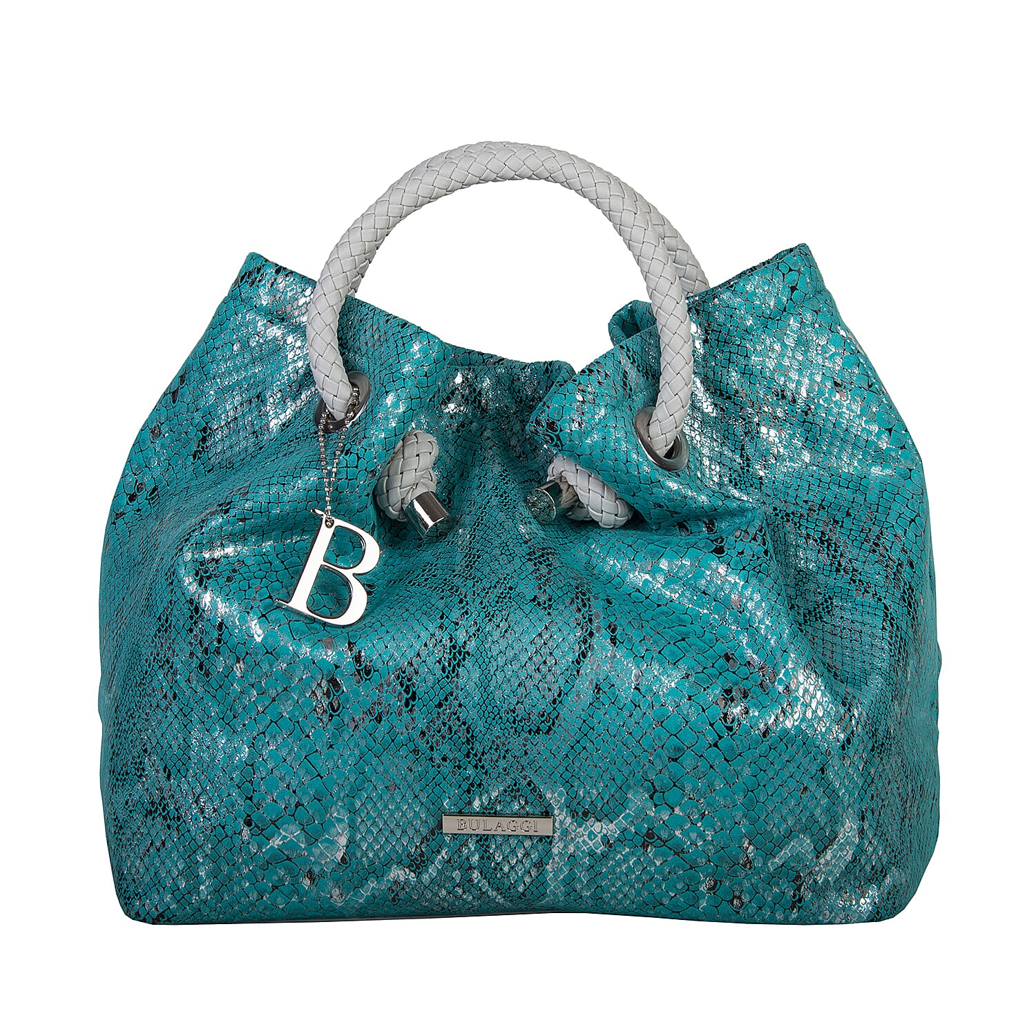 Bulaggi Collection - Jade Snake Print Handbag (Size 28x27x14 Cm) - Turquoise