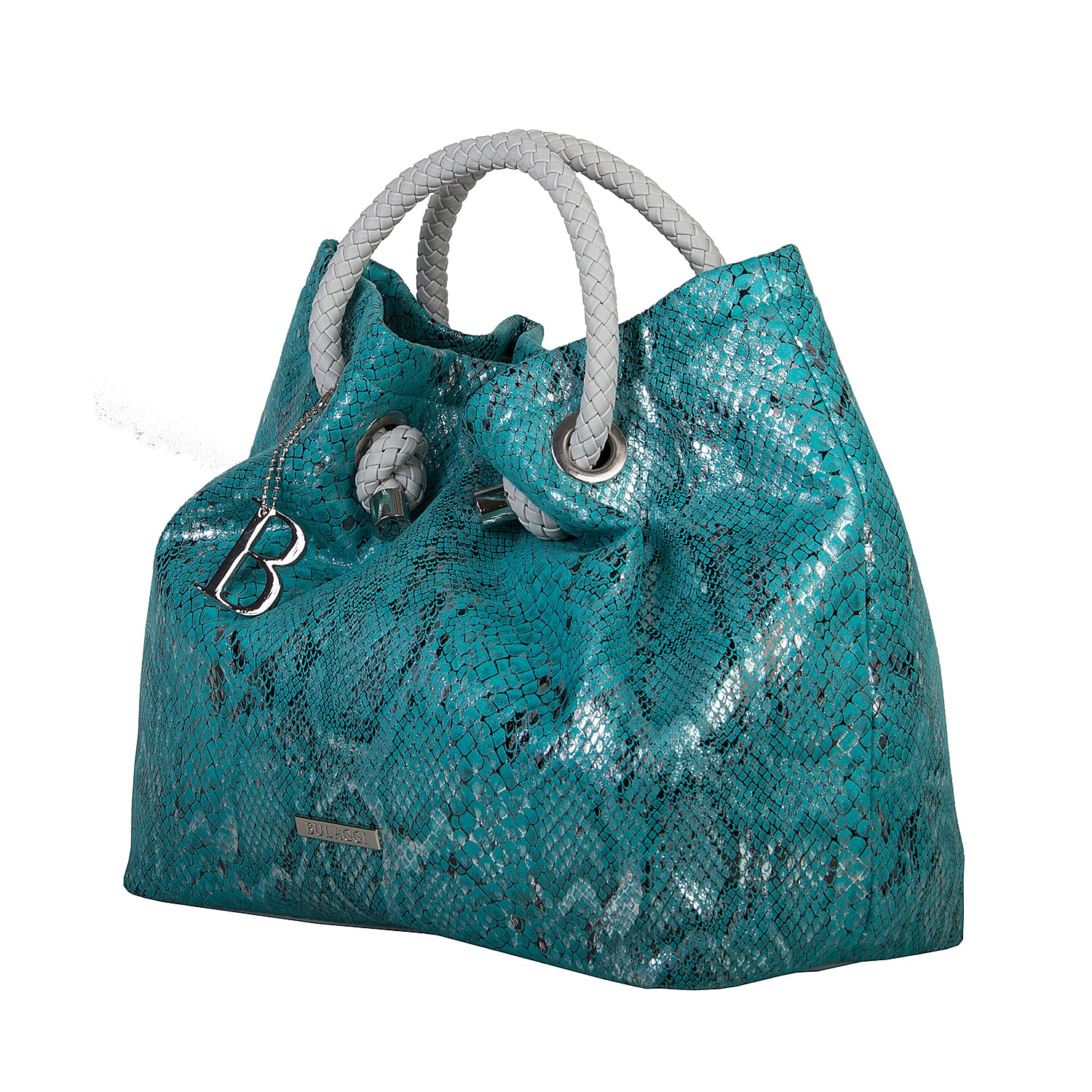 Bulaggi Collection - Jade Snake Print Handbag (Size 28x27x14 Cm) - Turquoise