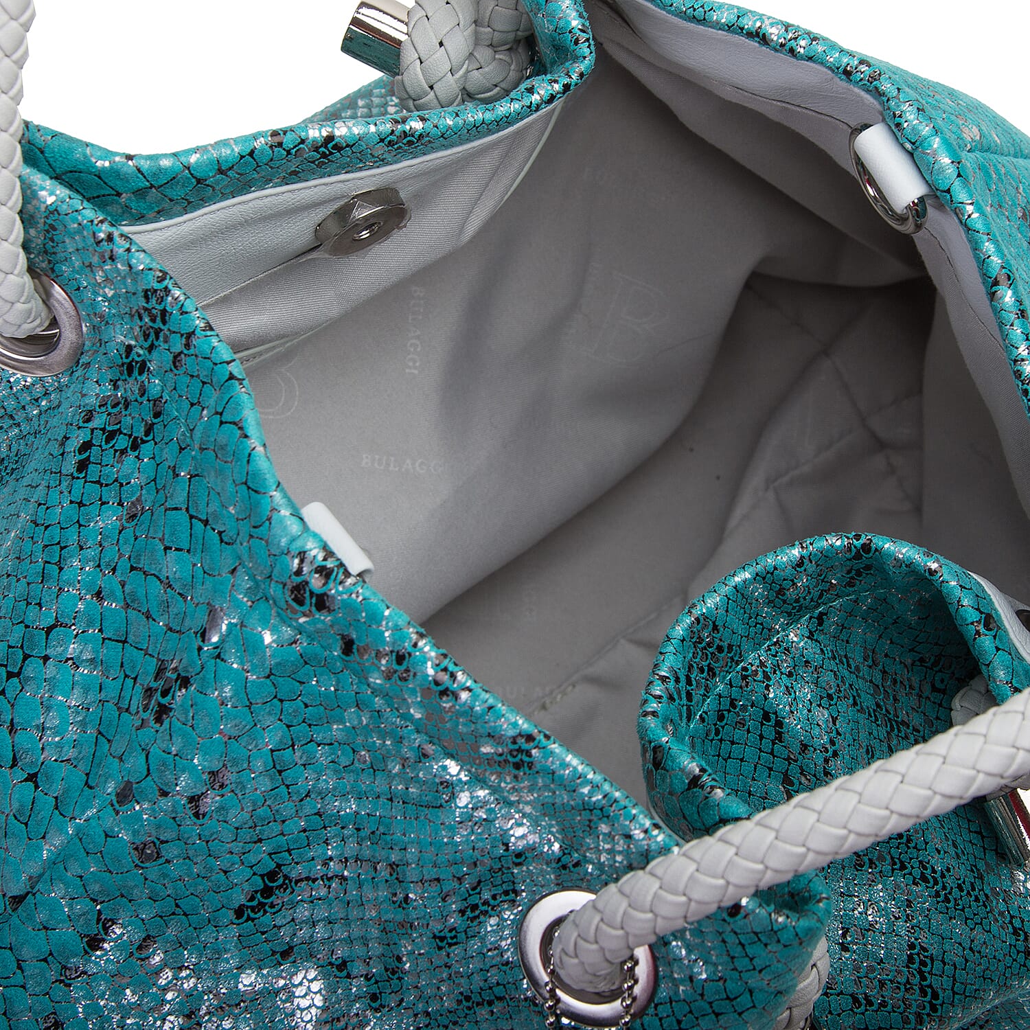 Bulaggi Collection - Jade Snake Print Handbag (Size 28x27x14 Cm) - Turquoise