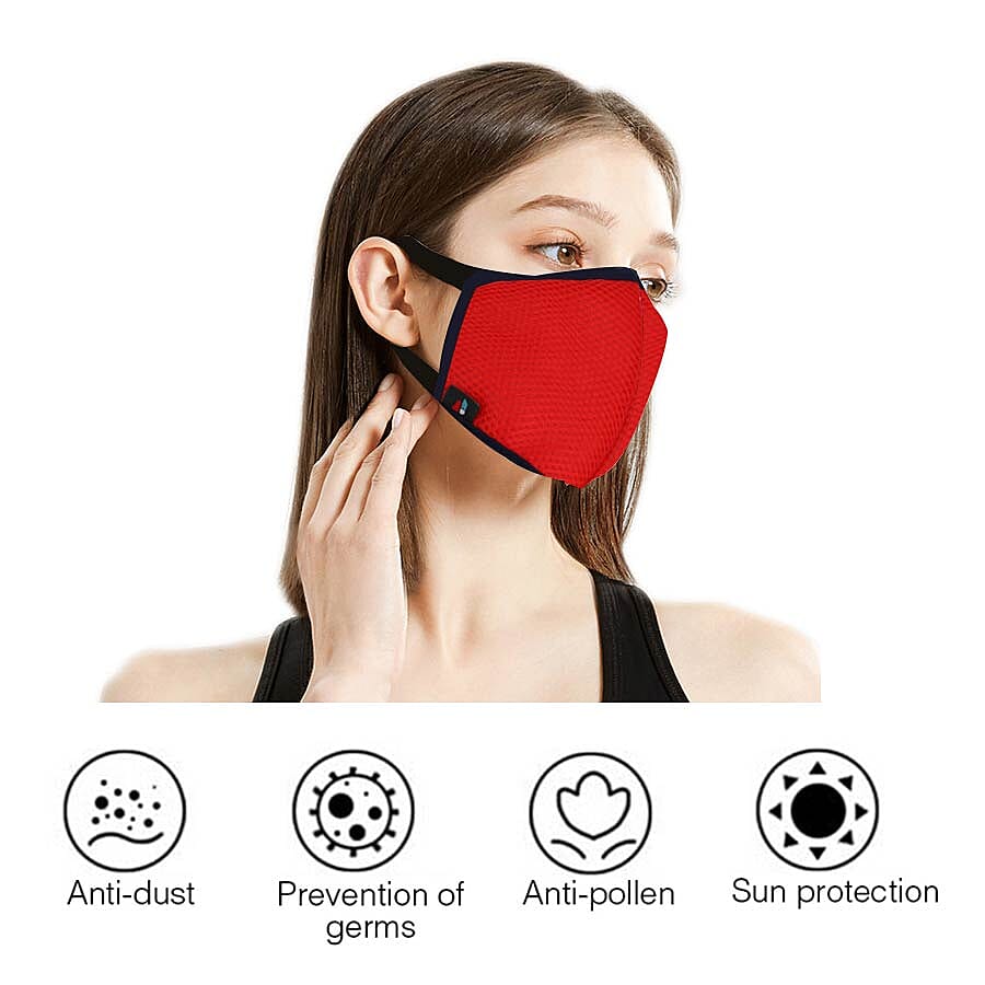 6 Layer Washable Anti Dust Face Covering - Red