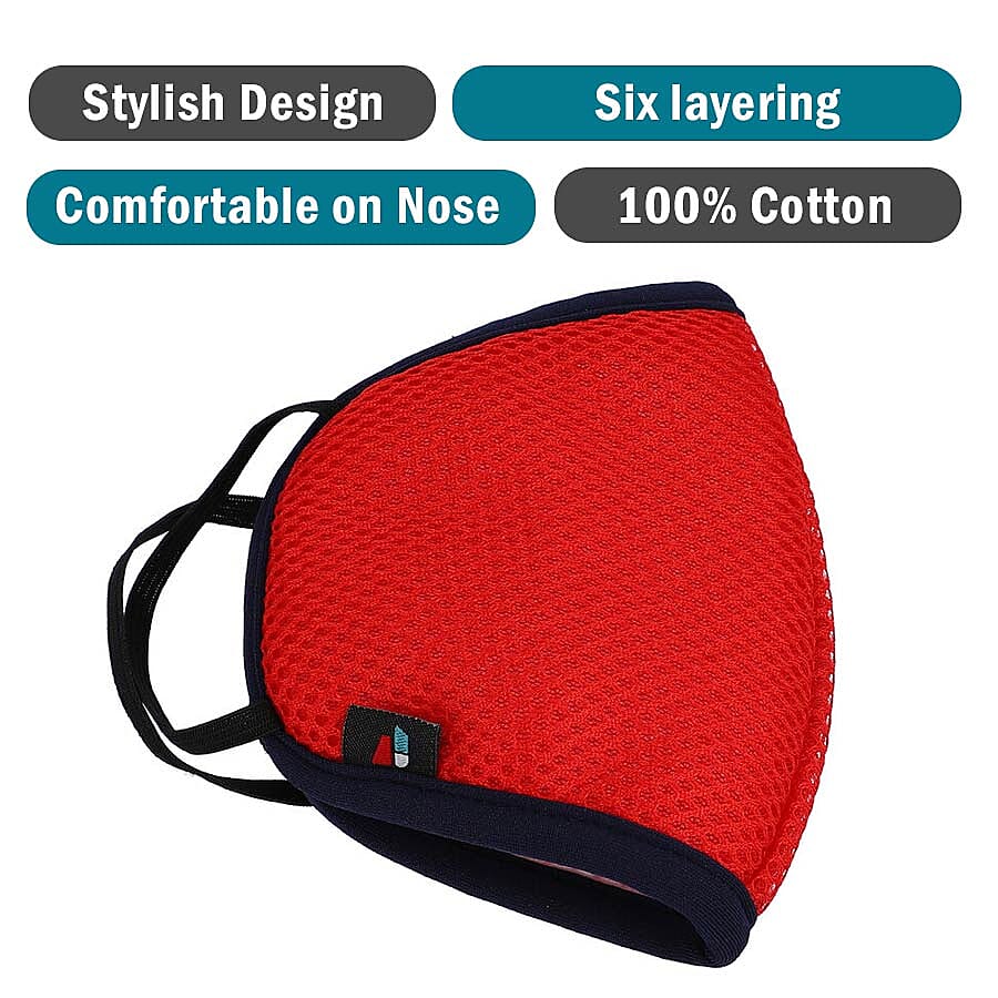 6 Layer Washable Anti Dust Face Covering - Red
